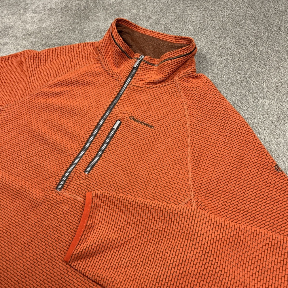 Craghoppers 1/2 Zip Sweater Mens Large Orange Waffle Knit Fleece Pullover